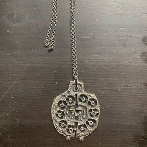 Guy Vidal pierced pewter pendent, brutalist